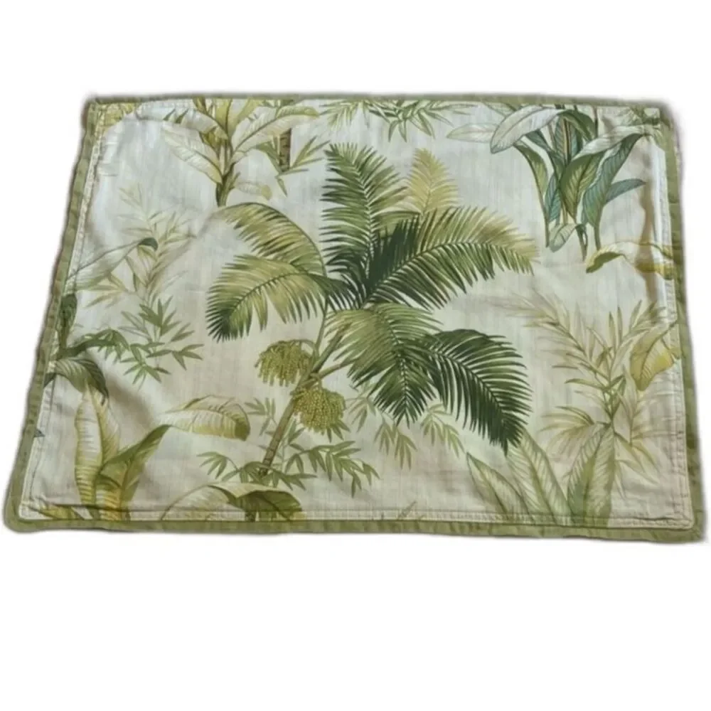 TOMMY BAHAMA Pillow Cover Tropical Palms and Leaves Green Beige 26.5 x 20 inches